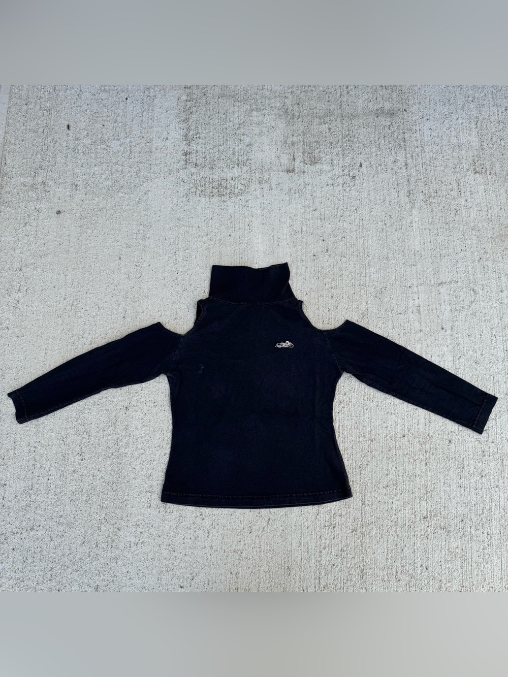 Easyriders Girls Black Turkle Neck Top Open Shoulders Long Sleeve Age 6-7 Sz. M